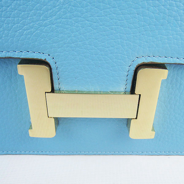 7A Hermes Constance Togo Leather Single Bag Light Blue Gold Hardware H020